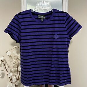 LAUREN Ralph Lauren Relaxed Striped Cropped Pocket Tee